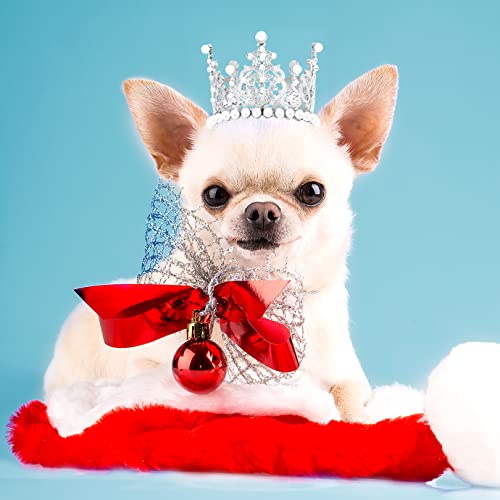 2 PCS Crown Hat for Dogs Cat Crown Headband Pets Crown Birthday Hat Dog Birthday Party Supplies Decoration Dog Rhinestone Faux Pearl Crown for Pets Costume Hair Accessories