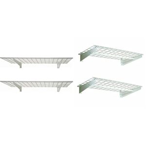 hyloft 00630 48" x 24" garage wall shelf storage, white (pack of 2) 777 wall shelf with hanging rod, 36" x 18" (2-pack), white