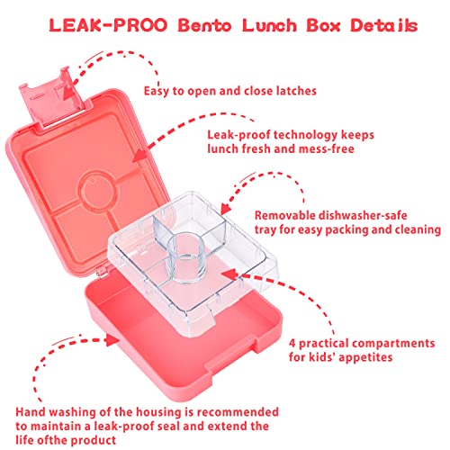 Bento Lunch Box Set for Kids with 10oz Soup Thermo, Leak-Proof Lunch Containers with 4 Compartment, Kids Thermo Hot Food Jar and Insulated Lunch Bag for Kids to School,BPA-Free(Flamingos)