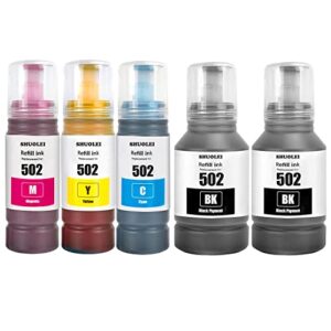 compatible refill ink bottles 502 t502compatible with epson 502 t502 work with ecotank et-2750 et2760 et-2803 et-3750 et-4750 et-3760 et-4760 et-2850 et-4850 et-3700 et-3710 et-15000(2-pack,2bk/c/m/y)