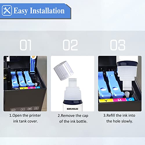 Compatible Refill Ink Bottles 502 T502Compatible with Epson 502 T502 work with EcoTank ET-2750 ET2760 ET-2803 ET-3750 ET-4750 ET-3760 ET-4760 ET-2850 ET-4850 ET-3700 ET-3710 ET-15000(2-Pack,2BK/C/M/Y)