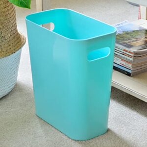 Youngever 2 Pack 3 Gallon Slim Trash Can, Plastic Garbage Container Bin, Trash Bin with Handles for Home Office, Living Room, Study Room, Kitchen, Bathroom (Mint)