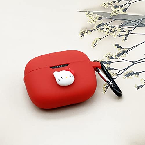 Silicone Case Fit for JBL Tune 130NC TWS,Cute Case Compatible with JBL Tune 130NC TWS with Keychain (Red)