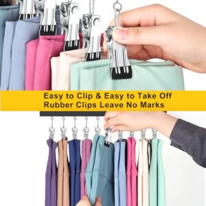 Closet Organizer, Legging Organizer for Closet, Wooden Hangers with Clips Holds 20 Leggings/Pants/Jeans/Shorts, Hanging Closet Organizer w/Rubber Coated, 360°Rotating Hook, Space Saving, 2Pcs Black