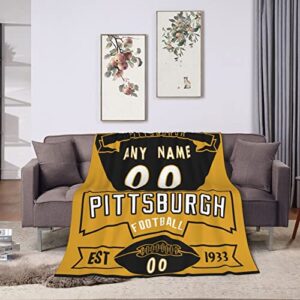 custom football city blanket personalized fan gift throw blanket add your name & number decorative for bedroom living room