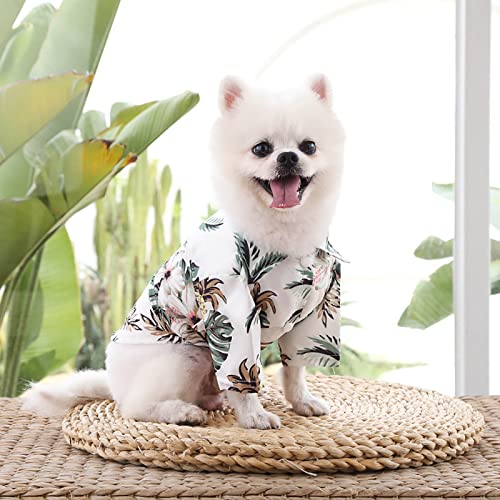 Teacup Girl Dog Clothes Pet Summer T Shirts Hawaii Style Floral Dog Shirt Hawaiian Printed Pet T Shirts Breathable Beach Seaside Puppy Shirt Sweatshirt for Small Puppy Girl Clothes