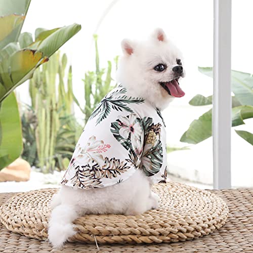 Teacup Girl Dog Clothes Pet Summer T Shirts Hawaii Style Floral Dog Shirt Hawaiian Printed Pet T Shirts Breathable Beach Seaside Puppy Shirt Sweatshirt for Small Puppy Girl Clothes