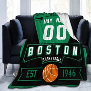 Custom Basketball City Blanket Personalized Fan Gift Throw Blanket Add Your Name & Number Decorative for Bedroom Living Room