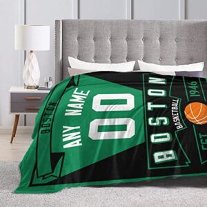 Custom Basketball City Blanket Personalized Fan Gift Throw Blanket Add Your Name & Number Decorative for Bedroom Living Room