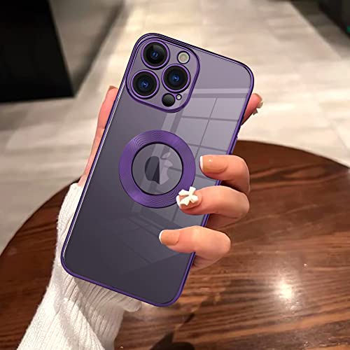 LSL iPhone 14 Pro Max Luxury Purple Case with Camera Protector & Clear TPU Shockproof Protective Logo View