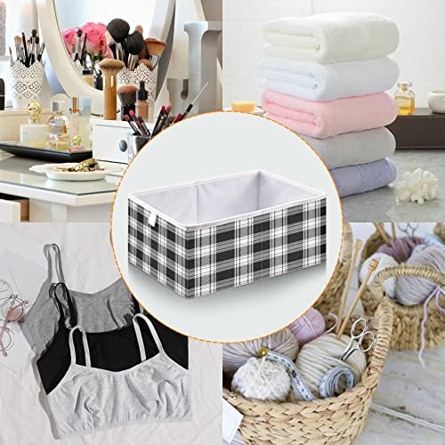 Kigai White Black Buffalo Plaid Cube Storage Bin, Large Foldable Storage Basket Toy Clothes Organizer Bin for Shelf, Closet, Nursery, Bedroom, Office, Home Decor 11.02 x 11.02 x 11.02 Inch