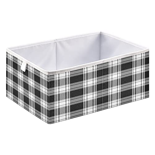 Kigai White Black Buffalo Plaid Cube Storage Bin, Large Foldable Storage Basket Toy Clothes Organizer Bin for Shelf, Closet, Nursery, Bedroom, Office, Home Decor 11.02 x 11.02 x 11.02 Inch