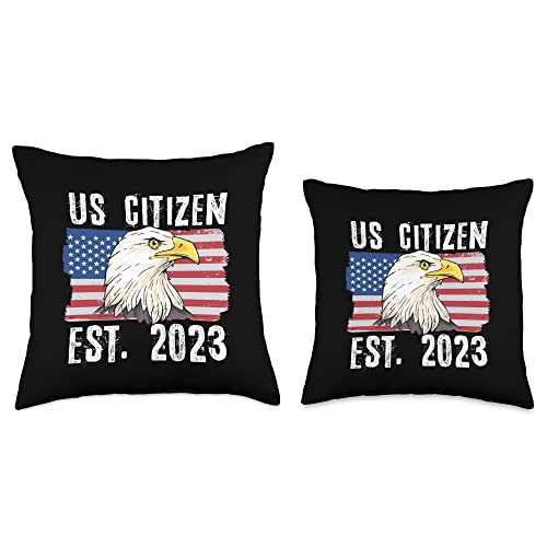 New US Citizen Est. 2023 Citizenship Gifts US Est 2023 Citizenship New USA Citizen Throw Pillow, 16x16, Multicolor