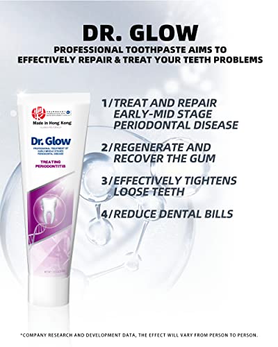 Dr. Glow Periodontal Disease Treatment Gum Tooth Paste for Early&Mid Periodontitis, Gingivitis Treatment Fluoride Free Toothpaste for Bleeding Gums, Periodontal Toothpaste Treatment for Loosen Teeth