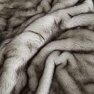 PURE ERA Faux Fur Throw Blanket Luxury Soft Warm Fluffy Thick Decorative Blanket for Couch Bed Sofa Armchair, Reversible to Plush Velvet (50"x60" White&Black)