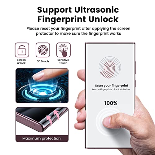 MOHAVE Privacy Screen Protector [Auto Alignment] Designed for Samsung Galaxy S22 Ultra 6.8"[Ultrasonic Fingerprint Support] - Sensor Protection / 2 Pack, Anti Spy Private Film, Case Friendly, 3D Curved, Crystal Clear, Total Protection