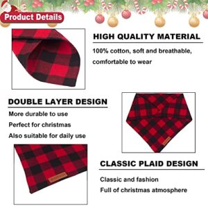 ADOGGYGO Christmas Dog Bandanas 2 Pack, Premium Cotton Fabric, Multiple Sizes Offered, White Red Plaid Bandanas for Small Dogs (Small, Red & White)