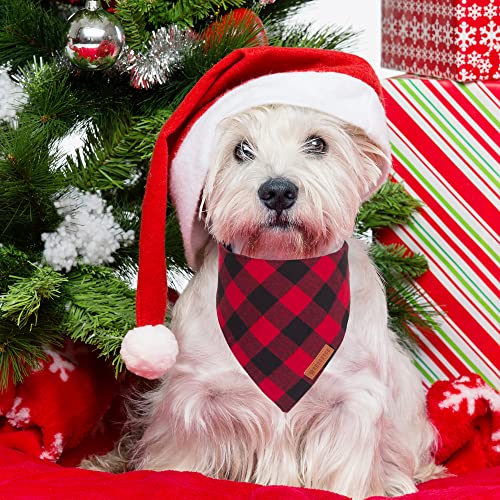 ADOGGYGO Christmas Dog Bandanas 2 Pack, Premium Cotton Fabric, Multiple Sizes Offered, White Red Plaid Bandanas for Small Dogs (Small, Red & White)