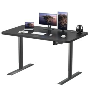 jummico standing desk electric adjustable desk large 55 x 24 sit stand up desk home office computer desk memory preset with t-shaped metal bracket and holes for routing cables, carbon black