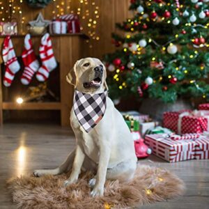 ADOGGYGO Christmas Dog Bandanas 2 Pack, Premium Cotton Fabric, Multiple Sizes Offered, White Red Plaid Bandanas for Large and Extra Large Dogs (X-Large, Red & White)