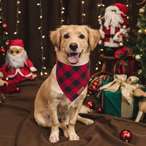 ADOGGYGO Christmas Dog Bandanas 2 Pack, Premium Cotton Fabric, Multiple Sizes Offered, White Red Plaid Bandanas for Large and Extra Large Dogs (X-Large, Red & White)