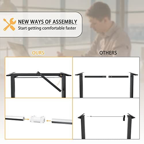 JUMMICO Standing Desk Electric Adjustable Desk Large 44 x 24 Sit Stand Up Desk Home Office Computer Desk Memory Preset with T-Shaped Metal Bracket and Holes for Routing Cables, Brown