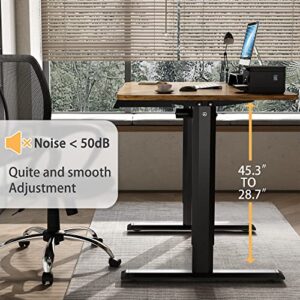 JUMMICO Standing Desk Electric Adjustable Desk Large 44 x 24 Sit Stand Up Desk Home Office Computer Desk Memory Preset with T-Shaped Metal Bracket and Holes for Routing Cables, Brown