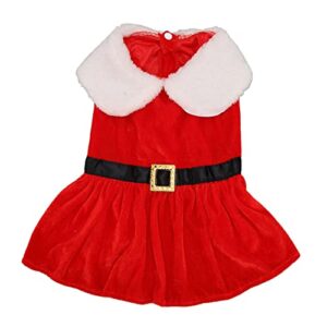 Christmas Dog Dress, Santa Claus Pet Clothes Velvet Skirt, Christmas Outfit Thermal Holiday Girl Puppy Costume, Xmas Holiday Apparel Cute Girl Clothing Red Dresses for Small Medium Dogs Cats(M)