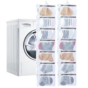 baby sock laundry bag for paird washing/drying/sorting/storing socks, 14-pocket organizer for extra small delicates, mesh hanging storage bag need not sock clips/locks, for washer dryer closet etc