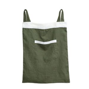 gyihoong 100% linen door hanging laundry hamper bag, 20x27 inch hanging laundry bag with front pocket, space saving over the door laundry hamper(green)