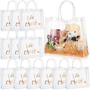 sabary 12 bridesmaid gift bags i do crew bachelorette bags plastic clear gift bags with handles for wedding party favor team bride shower gift bag (crew, 11.8 x 9.8 x 3.9 inch)