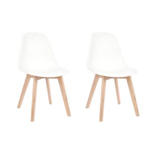 +gardenlife | magnolia nordic chair design dining wood plastic side armless chairs | set of 2 | white