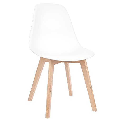 +gardenlife | Magnolia Nordic Chair Design Dining Wood Plastic Side Armless Chairs | Set of 2 | White