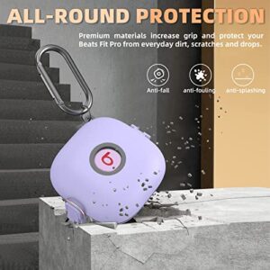 [Upgrade Secure Lock] Case for Beats Fit Pro 2021, WOFRO Shock-Absorbing Protective Cover TPU Hard Shell with Anti-Lost Lanyard/Keychain[One-Click Pop] (Purple)