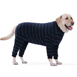 aokazi dog recovery suit, large medium pet onesie bodysuit for shedding, prevent licking, wound protection, cone alternative, dog shirt pajamas (blue, xxxx-large)