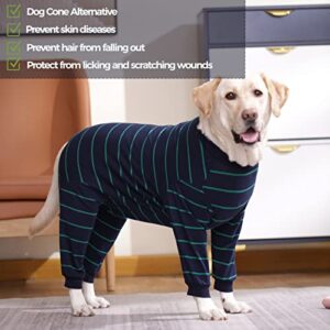 AOKAZI Dog Recovery Suit, Large Medium Pet Onesie Bodysuit for Shedding, Prevent Licking, Wound Protection, Cone Alternative, Dog Shirt Pajamas (Blue, XXXX-Large)