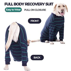 AOKAZI Dog Recovery Suit, Large Medium Pet Onesie Bodysuit for Shedding, Prevent Licking, Wound Protection, Cone Alternative, Dog Shirt Pajamas (Blue, XXXX-Large)