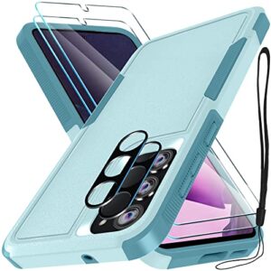 samsung galaxy s23 5g case with screen protector + camera lens cover [ not for s23+],heavy duty shockproof full body protective phone cover,2023 mint green