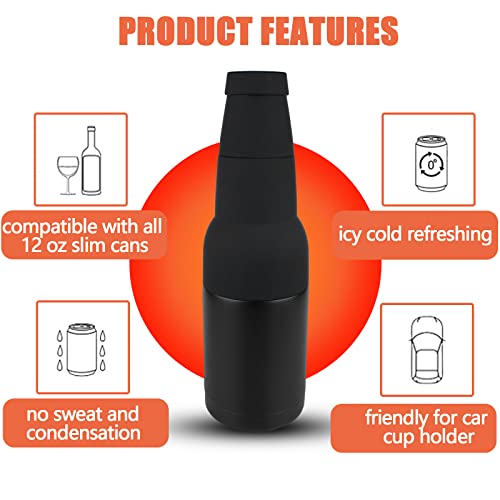 Beer Bottle Insulator, Beer Bottle Cooler, 3-in-1 Ceer Keeper Bottle, Beer Coozies for Nottles and Cans with Bottle Opener, Double Wall Stainless Steel Insulated Can Cooler for Cans & Beer Bottle