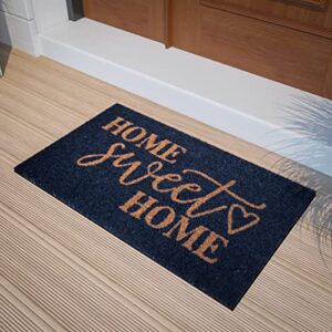 flash furniture harbold indoor/outdoor coir doormat - navy background with natural home sweet home message - 18" x 30" - non-slip backing