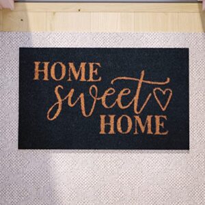 Flash Furniture Harbold Indoor/Outdoor Coir Doormat - Navy Background with Natural Home Sweet Home Message - 18" x 30" - Non-Slip Backing
