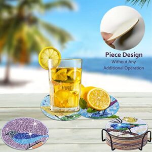 DLDXGXNR Bird Diamond Art Coasters 10Pcs Bird Diamond Painting Coasters with Holder Bird Diamond Art Kits for Beginners Adults Kids Gifts