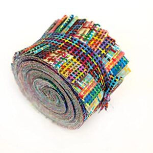 Plaid Jelly Rolls Fabric, 2.5 inch Pretty in Plaid Jelly Roll Fabric Quilting, 100% Cotton Pre-Cut Quilt Fabric Quilting 18 Strip