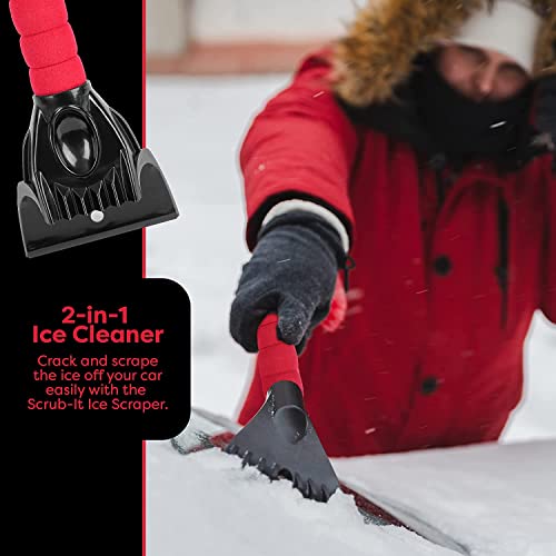 SCRUBIT Ice Scraper for Car Windshield, Foam Gripped Snow Scraper for Car SUVs and Small Trucks, Strong teethed Scraper for Ice and Snow, Compact Ice Crusher