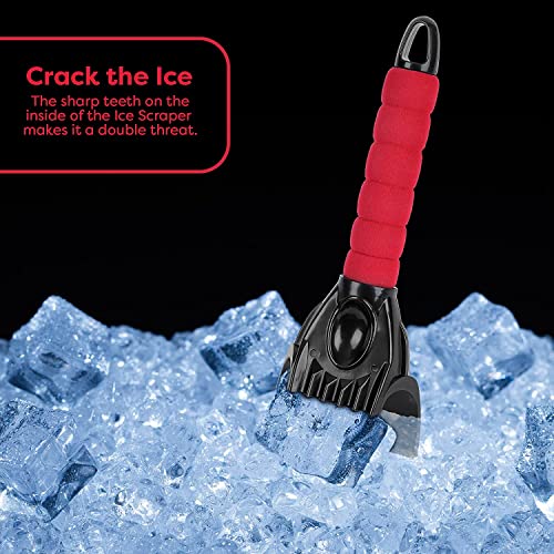 SCRUBIT Ice Scraper for Car Windshield, Foam Gripped Snow Scraper for Car SUVs and Small Trucks, Strong teethed Scraper for Ice and Snow, Compact Ice Crusher