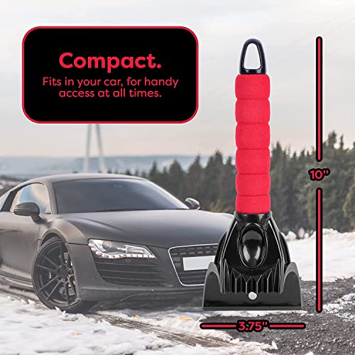 SCRUBIT Ice Scraper for Car Windshield, Foam Gripped Snow Scraper for Car SUVs and Small Trucks, Strong teethed Scraper for Ice and Snow, Compact Ice Crusher