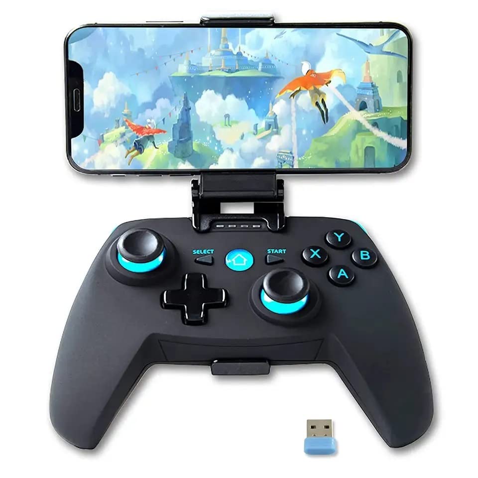 Universal Bluetooth Mobile Phone Game Controller - Compatible with Android and iPhone Apple Arcade MFi Games - Gamepad Joystick Control for Steam, MacOS, Windows, PS3, PS4, Switch, Non-Bluetooth PC, and TV Box - Includes USB 2.4G Wireless Receiver