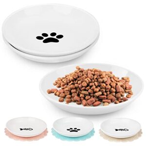 𝟮𝟬𝟮𝟯 𝐍𝐄𝐖 Anti Whisker Fatigue Cat Bowls, Healthy Ceramic Cute Flat Cat Food Bowl for Indoor Cats, Cat Dishes Shallow Wide Cat Plates for Wet Food, Small Whisker Friendly Pet Cat Feeding Bowls