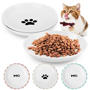 𝟮𝟬𝟮𝟯 𝐍𝐄𝐖 Anti Whisker Fatigue Cat Bowls, Healthy Ceramic Cute Flat Cat Food Bowl for Indoor Cats, Cat Dishes Shallow Wide Cat Plates for Wet Food, Small Whisker Friendly Pet Cat Feeding Bowls