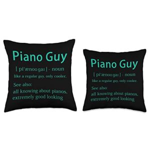 Musical Instrument Piano Gift Men Women Kids Piano Guy Definition Funny Pianist Music Notes Musician Gag Throw Pillow, 16x16, Multicolor